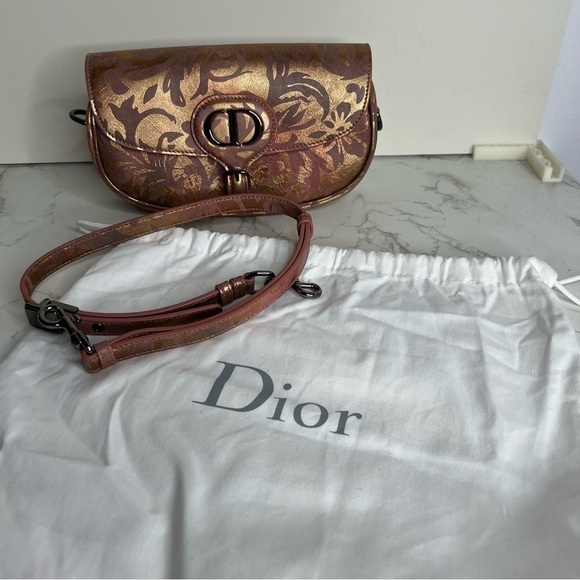 Dior East West Bobby Metallic Floral Shoulder Bg - Picture 3 of 13